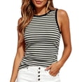 thumbnail image 1 of EKVAHL Tank Tops For Women Ribbed Knit Round Neck Striped Camis, Slim Side Ruched Stretchy Blouses, Casual Daily Summer Sleeveless Tops Gray, 1 of 4