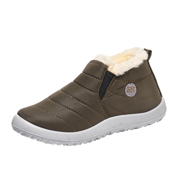 EKVAHL Unisex Slip‑On Winter Ankle Booties, Warm Outdoor Snow Boots, Faux Fur Lined Lightweight Non‑Slip Walking Boots Green