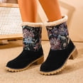 thumbnail image 1 of EKVAHL Women Warm Short Boots Winter Snow Suede Chunky Mid Heel Round Toe Ankle Booties Chunky Mid Calf Boots, 1 of 5