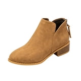 EKVAHL Women's Back‑Zip Ankle Booties, V‑Cut Pointed Toe Short Boots ...