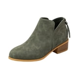 EKVAHL Women's Back‑Zip Ankle Booties, V‑Cut Pointed Toe Short Boots ...