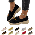 thumbnail image 1 of EKVAHL Women's Bow Slip‑On Platform Loafers, Round Toe Wedge Casual Shoes Non Slip Lightweight Daily Walking Footwear, 1 of 6