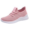 thumbnail image 1 of EKVAHL Women's Breathable Knit Sneakers, Lightweight Lace‑Up Tennis Shoes, Faux Mesh Upper Athletic Walking Shoes for Gym Daily Travel Pink, 1 of 3