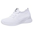 thumbnail image 1 of EKVAHL Women's Breathable Knit Sneakers, Lightweight Lace‑Up Tennis Shoes, Faux Mesh Upper Athletic Walking Shoes for Gym Daily Travel White, 1 of 3