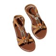 thumbnail image 1 of EKVAHL Women's Brown Bohemian Flat Sandals, Vintage Beaded Beach Sandals with Elastic Ankle Strap, Summer Casual Dressy Gladiator Shoes for Daily, 1 of 5