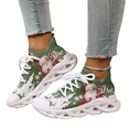 thumbnail image 1 of EKVAHL Women's Christmas Athletic Sneakers, Knit Upper Holiday Theme Shoes, Lace‑Up Lightweight Gym Daily Walking Shoes Green, 1 of 5
