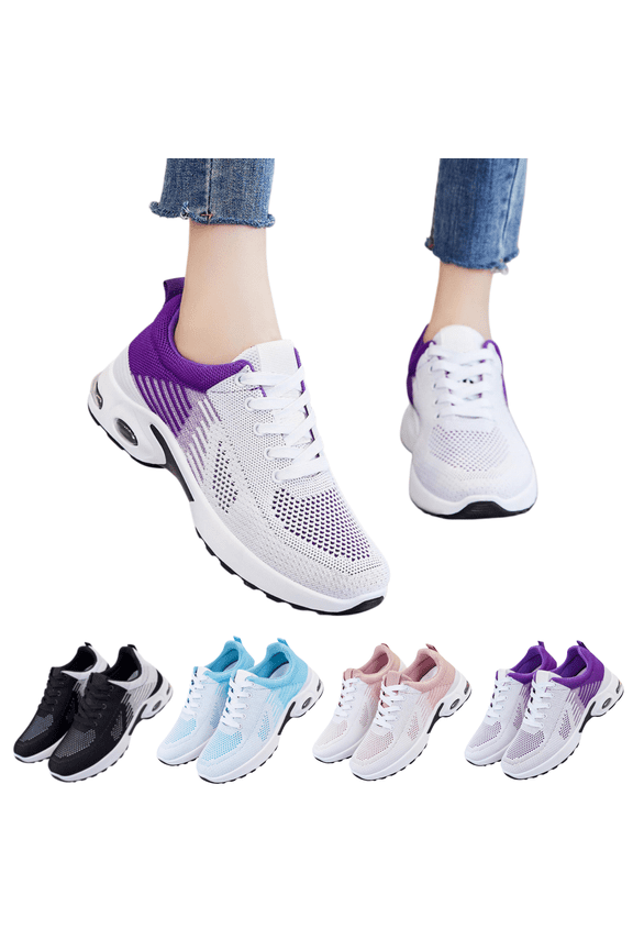 Women's Comfort Bowling Shoes - Universal Slide Soles, Ultra Light-Weight Mesh Athletic Style, Comfortable Cushion Running Shoes Gym Workout Jogging Footwear Purple