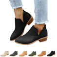 thumbnail image 1 of EKVAHL Women's Cutout Ankle Booties, Slip On Faux Suede Low Block Heel Chelsea Boots, Round Toe Hollow Out Short Boots Non SlipCasual Walking Shoes, 1 of 7