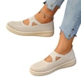 thumbnail image 1 of EKVAHL Women's Cutout Mary Jane Flats, Knit Breathable Orthopedic Ballet Shoes, Round Toe Arch Support Casual Work Outdoor Walking Shoes Beige, 1 of 6