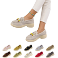 thumbnail image 1 of EKVAHL Women's Espadrille Loafers Slip-On Comfortable Shoes with Wood Bead Tassel Tie Round Toe Wedge Casual Loafers Non Slip Lightweight Daily Walking Footwear, 1 of 6
