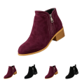 thumbnail image 1 of EKVAHL Women's Faux Suede Ankle Booties Side Zipper Chelsea Boots Low Block Heel Relaxed Fit Non‑Slip Fall Winter Short Boots Wine, 1 of 6
