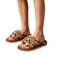thumbnail image 1 of EKVAHL Women's Fuzzy Open-Toe House Slippers with Memory Foam - Leopard Print Cheetah Plush Cozy Cute Slipper Indoor/Outdoor Soft Slip On Slides Gifts for Women Mom Her Ladies, 1 of 6