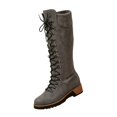 thumbnail image 1 of EKVAHL Women's Knee High Riding Boots, Lace‑Up Faux Suede Mid Height Tall Boots, Chunky Low Heel Outdoor Gathering Party Boots Gray, 1 of 6