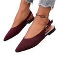 thumbnail image 1 of EKVAHL Women's Knit Slingback Flats, Arch Support Slip On Mules Ballet Loafers, Breathable Pointed Closed Toe Adjustable Buckle Office Dress Shoes Red, 1 of 4