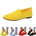 thumbnail image 1 of EKVAHL Women's Knit Slip-On Flats, Pointed-Toe Ballet Shoes, Breathable Lightweight Casual Shoes in Multiple Bright Colors Yellow, 1 of 6
