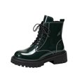 thumbnail image 1 of EKVAHL Women’s Lace‑Up Platform Ankle Boots, Round Toe Combat Boots, Lug Sole Chunky Heel Motorcycle Booties For Street Casual Wear Green, 1 of 5