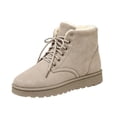 thumbnail image 1 of EKVAHL Women's Lace‑Up Winter Ankle Booties, Faux Fur Lined Faux Suede Boots, Warm Platform Walking Boots For Cold Weather Outdoor Wear Beige, 1 of 5