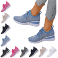 thumbnail image 1 of EKVAHL Women's Mesh Rhinestone Breathable Wedge Sneakers Lightweight Casual Lace up Elastic Sock Sneakers Bling Sparkly Wedding Dressy Knitted Tennis Walking Shoes Sky Blue, 1 of 7