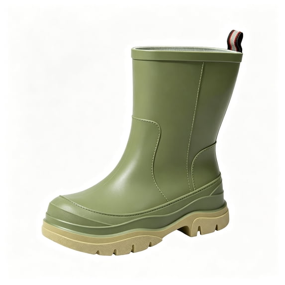 EKVAHL Women's Mid‑Calf Rain Boots, Waterproof Rubber Garden Booties, Anti‑Slip Thick Sole Outdoor Work Boots for Yard Daily Commute Green
