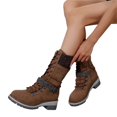 thumbnail image 1 of EKVAHL Women's Mid‑Calf Winter Boots, Non‑Slip Faux Suede Lace‑Up Boots, Block Heel Casual Walking Shoes For Cold Weather Brown, 1 of 5