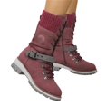 thumbnail image 1 of EKVAHL Women's Mid‑Calf Winter Boots, Non‑Slip Faux Suede Lace‑Up Boots, Block Heel Casual Walking Shoes For Cold Weather Red, 1 of 5