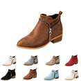 thumbnail image 1 of EKVAHL Women's Orthopedic Ankle Booties, Faux Suede Low Block Heel Work Boots, Pointed Toe Fall Winter Outdoor Fashion Boots Brown, 1 of 4
