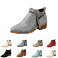 thumbnail image 1 of EKVAHL Women's Orthopedic Ankle Booties, Faux Suede Low Block Heel Work Boots, Pointed Toe Fall Winter Outdoor Fashion Boots Gray, 1 of 4