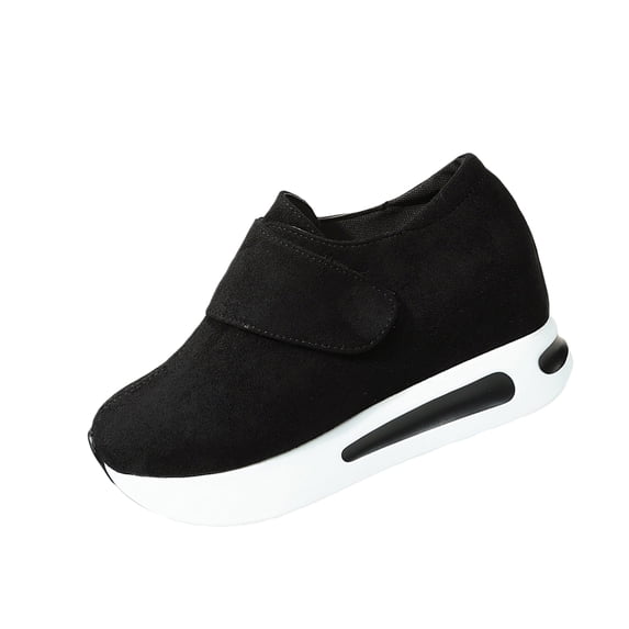 EKVAHL Women's Orthopedic Athletic Shoes Faux Suede Cushioned Sneakers Slip On Arch Support Lightweight Daily Walking Sneakers Black