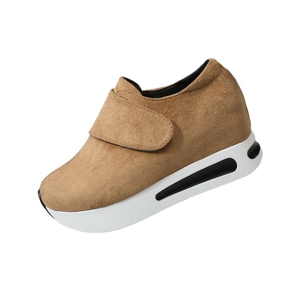 EKVAHL Women's Orthopedic Athletic Shoes Faux Suede Cushioned Sneakers Slip On Arch Support Lightweight Daily Walking Sneakers Brown