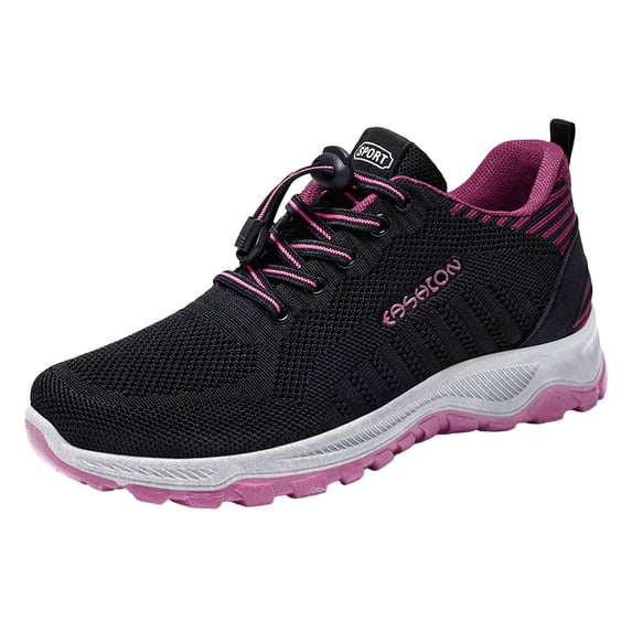 EKVAHL Women's Orthopedic Athletic Sneakers, Quick Lace Mesh Sport Shoes, Arch Support Outdoor Hiking Casual Trainers Black