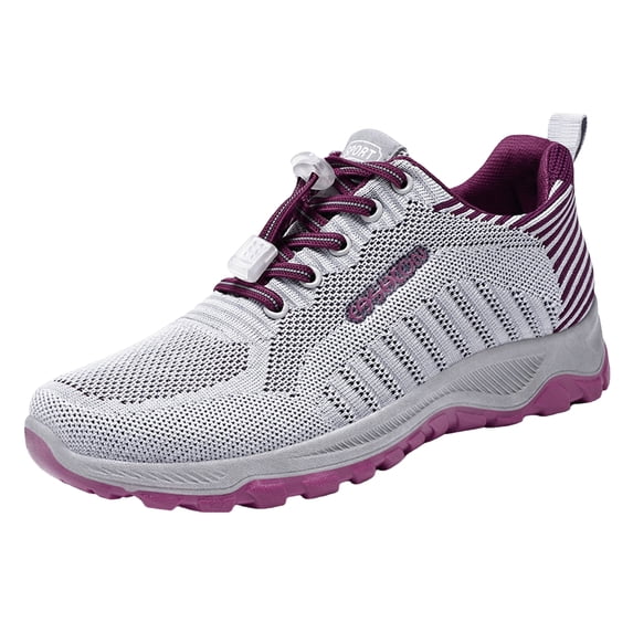 EKVAHL Women's Orthopedic Athletic Sneakers, Quick Lace Mesh Sport Shoes, Arch Support Outdoor Hiking Casual Trainers Gray