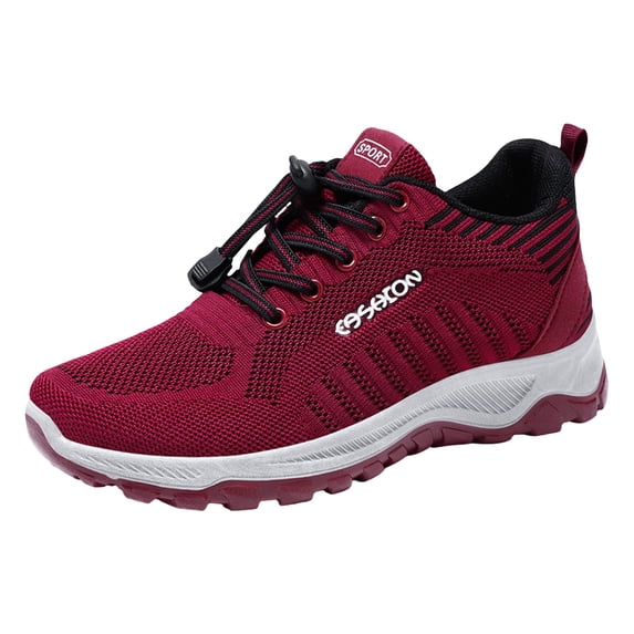 EKVAHL Women's Orthopedic Athletic Sneakers, Quick Lace Mesh Sport Shoes, Arch Support Outdoor Hiking Casual Trainers Red
