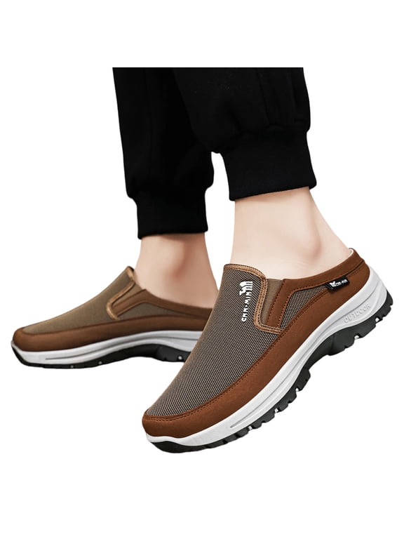 Women's Orthopedic Backless Walking Mules, Anti Slip Slip On Loafers, Arch Support Outdoor Hiking Daily Casual Walking Shoes Brown