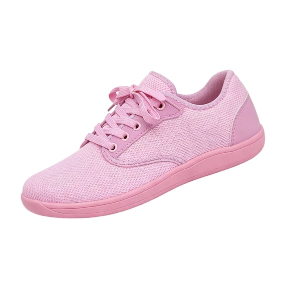 EKVAHL Women's Orthopedic Barefoot Sneakers, Breathable Mesh Lace Up Trainers, Arch Support Zero Drop Wide Width Hiking Daily Walking Tennis Shoes Pink