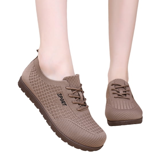 EKVAHL Women's Orthopedic Box Sneakers, Non‑Slip Knit Minimalist Tennis Shoes, Zero Drop Lightweight Casual Sneakers Brown