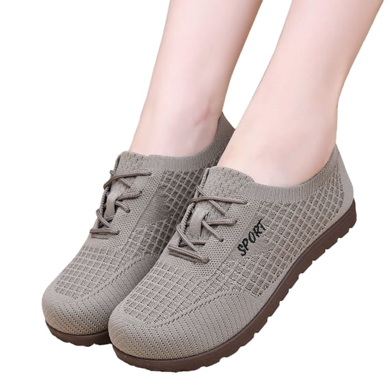 EKVAHL Women's Orthopedic Box Sneakers, Non‑Slip Knit Minimalist Tennis Shoes, Zero Drop Lightweight Casual Sneakers Gray