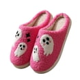 thumbnail image 1 of EKVAHL Women's Orthopedic Closed Toe Slippers, House Shoes Slip On Slides, Ghost Pattern Arch Support Warm Anti Slip Halloween Bedroom Daily Shoes Pink, 1 of 5