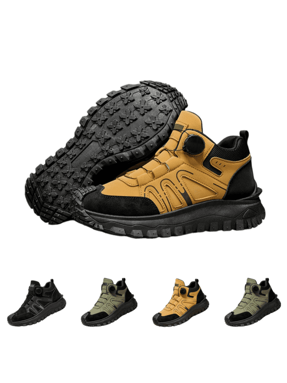 Women's Orthopedic Hiking Sneakers, Mid‑Ankle Rugged Outsole Trail Sneakers, Anti‑Slip Camping Outdoor Sneakers Brown