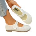 thumbnail image 1 of EKVAHL Women's Orthopedic Mary Jane Flats, Breathable Mesh Slip On Walking Loafers, Adjustable Hook Loop Strap Wide Width Senior Work Daily Walking Shoes White, 1 of 5