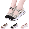 thumbnail image 1 of EKVAHL Women's Orthopedic Mary Jane Shoes, Knit Platform Wedge Sneakers, Mesh Arch Support Non‑Slip Casual Dress Sneakers Black, 1 of 5