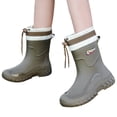 thumbnail image 1 of EKVAHL Women's Orthopedic Mid Calf Rain Boots, Drawstring Wide Calf Rubber Booties, Waterproof Adjustable Top Hiking Yard Daily Rain Shoes Green, 1 of 5