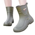 thumbnail image 1 of EKVAHL Women's Orthopedic Mid Calf Rain Boots, Slip On Waterproof Rubber Booties, Non Slip Sole Farm Yard Outdoor Rainy Day Work Shoes Green, 1 of 5