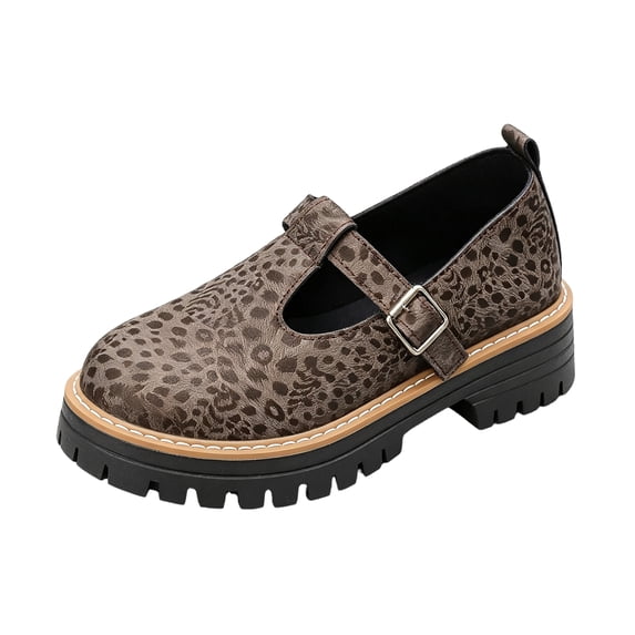 EKVAHL Women's Orthopedic Platform Mary Janes, Faux Leather T‑Strap Oxford Shoes, Adjustable Buckle Casual School Walking Shoes Brown