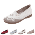 thumbnail image 1 of EKVAHL Women's Orthopedic Slip‑On Loafers, Knit Floral Hollow Flat Shoes, Flat Non‑Slip Arch Support Wide Width Casual Dress Loafers Beige, 1 of 5