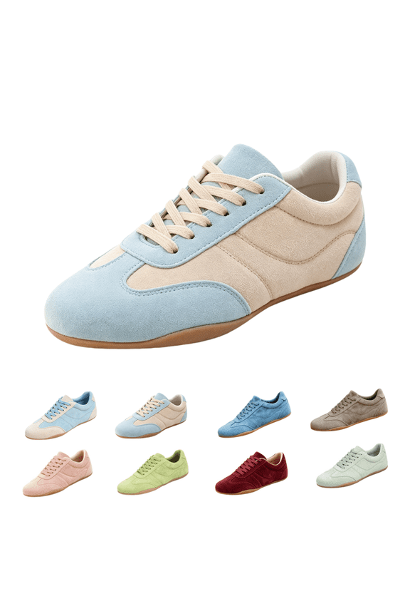 Women's Orthopedic Sneakers 2026, Lace Up Suede Retro Trainers, Memory Foam Non-Slip Daily Travel Walking Shoes Blue