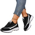 thumbnail image 1 of EKVAHL Women's Orthopedic Sneakers, Lace‑Up Trail Tennis Shoes, Wide Width Arch Support Walking Shoes for Outdoor Travel Daily Stroll Black, 1 of 5