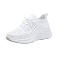 thumbnail image 1 of EKVAHL Women's Orthopedic Sock Sneakers, Non‑Slip Knit Breathable Tennis Shoes, Lace‑Up Walking Work Sneakers For Gym Outdoor White, 1 of 5