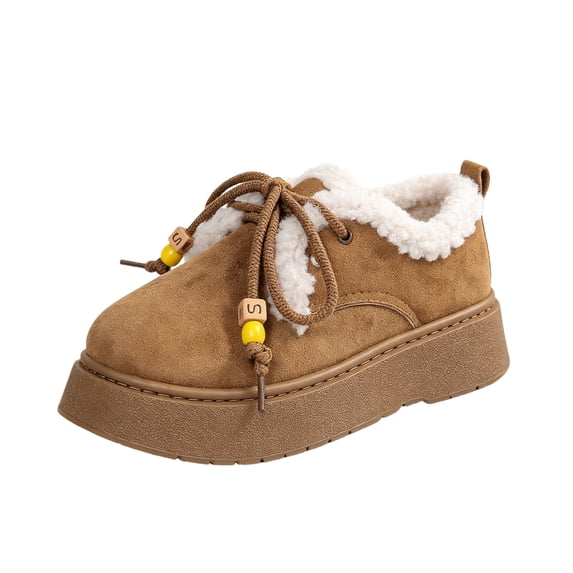 EKVAHL Women's Orthopedic Walking Loafers, Lace Up Faux Suede Platform Moccasins, Arch Support Wide Width Cold Weather Daily Casual Work Shoes Brown