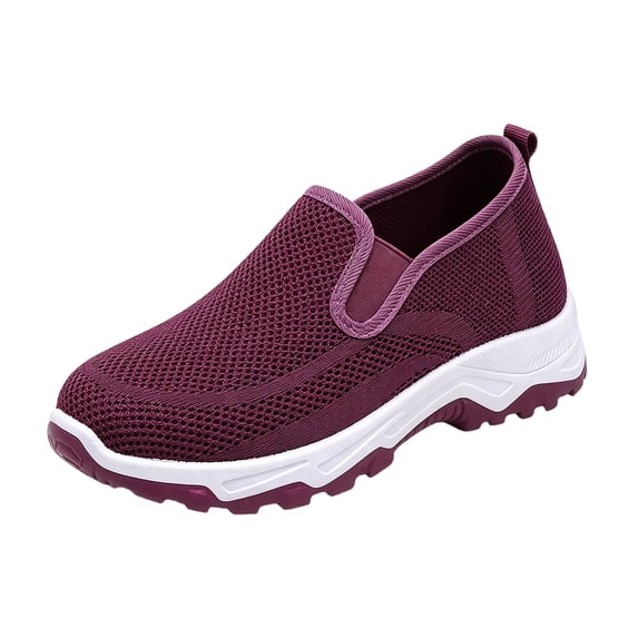 EKVAHL Women's Orthopedic Walking Shoes Breathable Cushioned Mesh Sneakers Slip On Wide Width Arch Support Non‑Slip Nurse Shoes Purple