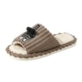 thumbnail image 1 of EKVAHL Women's Orthopedic Walking Slides, Ribbed Plush Open Toe House Slippers, Arch Support Pom Pom Cartoon Decor Non Slip Bedroom Slippers Brown, 1 of 3